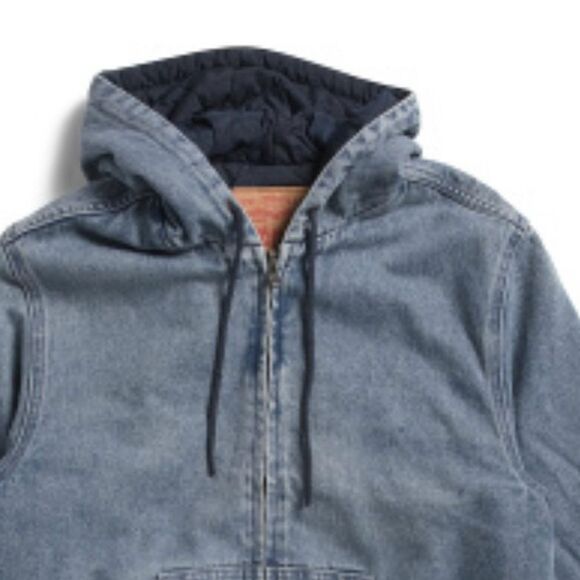 LEVI’S XS Potrero Quilted Interior Classic Relaxed Fit Full Zip Denim Hoodie - Picture 3 of 4